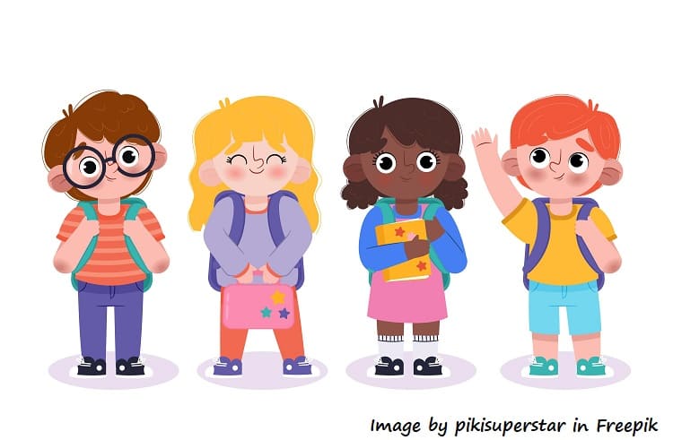 Dibujo de niños regresando de la escuela 